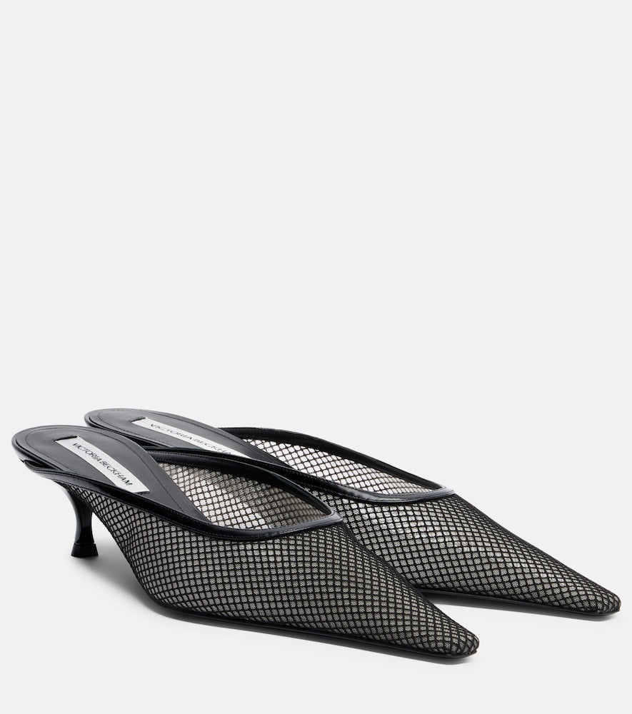 Victoria Beckham Leather-trimmed mesh mules