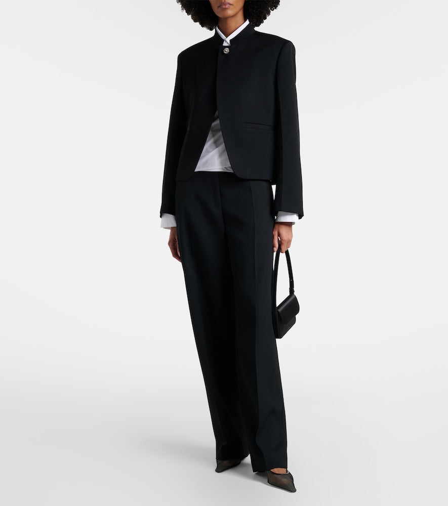 Victoria Beckham Leather-trimmed mesh mules