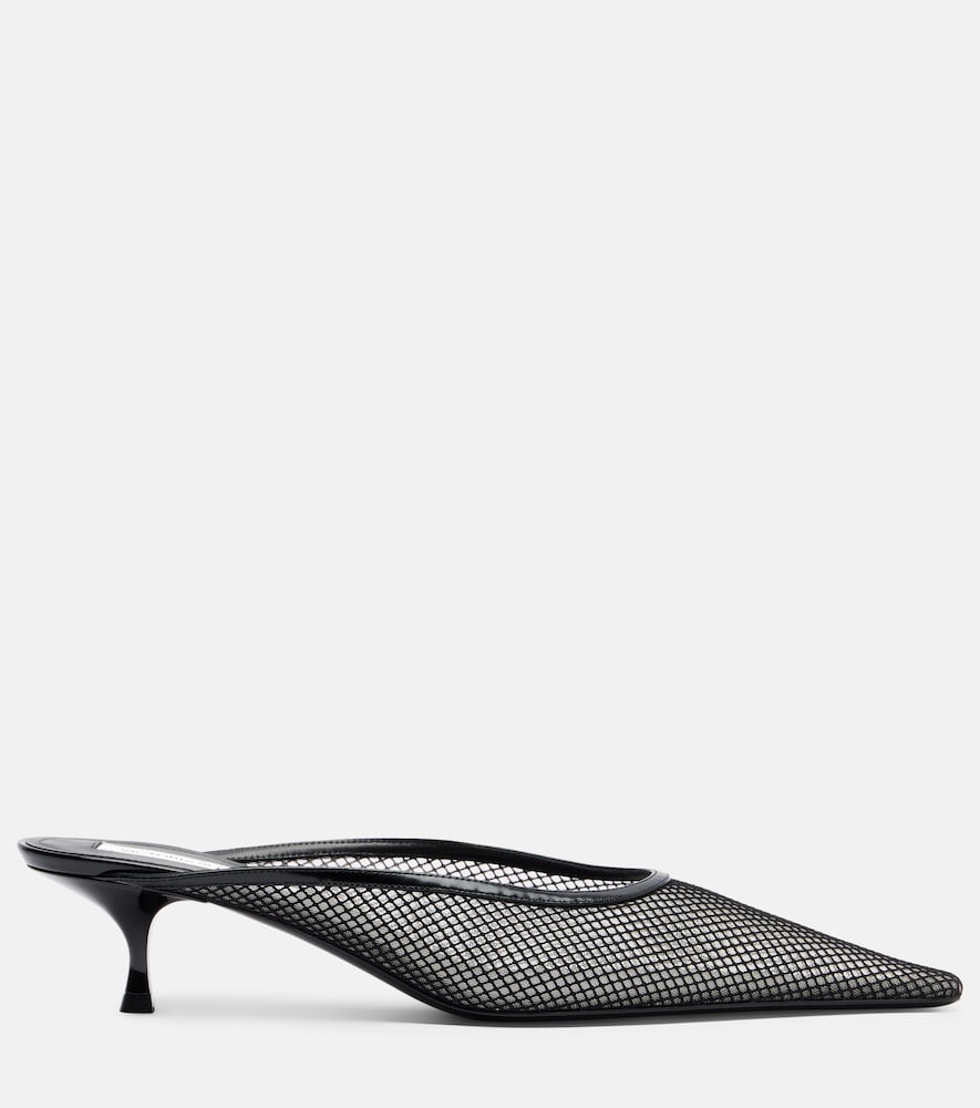 Victoria Beckham Leather-trimmed mesh mules