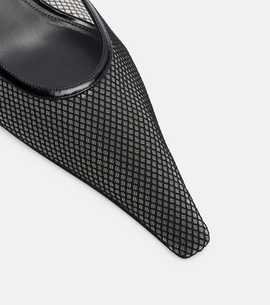 Victoria Beckham Leather-trimmed mesh mules