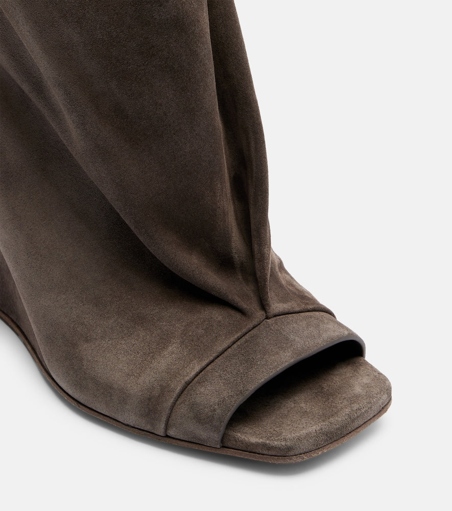 Rick Owens Cantilever suede peep-toe boots