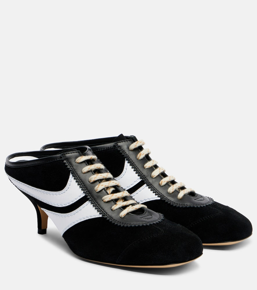 Dries Van Noten 65 leather-trimmed suede mules