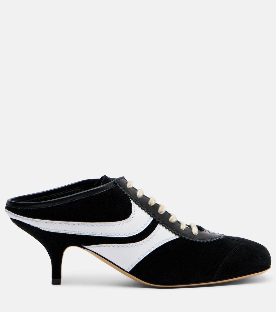 Dries Van Noten 65 leather-trimmed suede mules