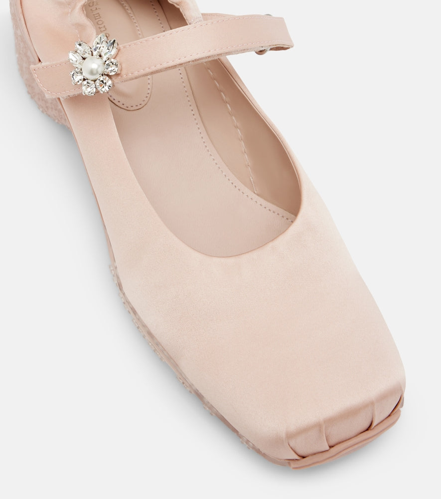 Simone Rocha Ballet Runner crystal-embellished satin pumps