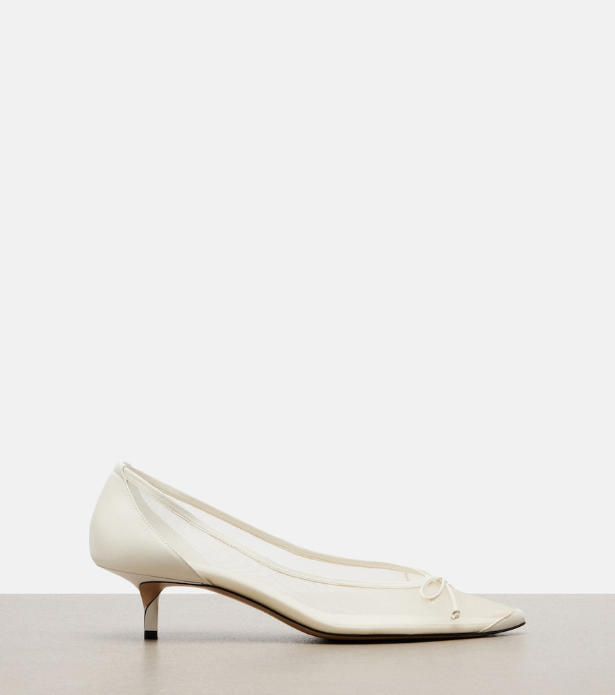 Jacquemus Tourni leather-trimmed mesh pumps