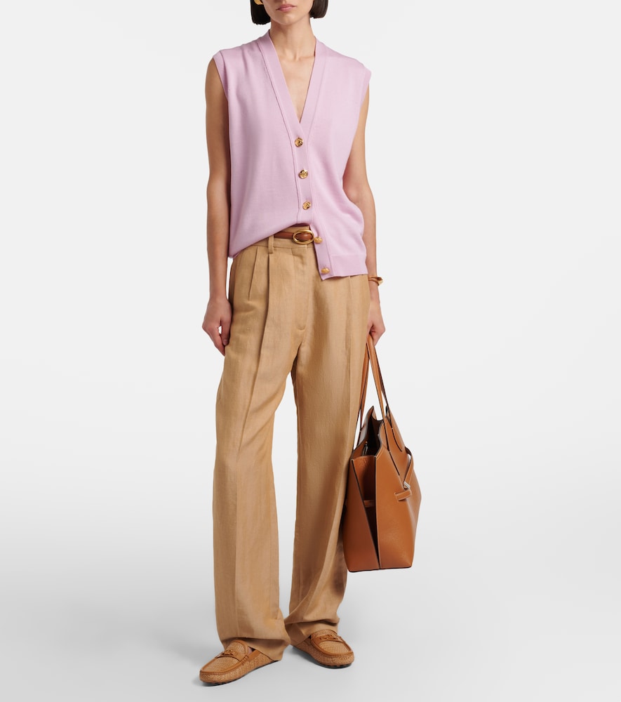 Tod's Gommino leather-trimmed raffia loafers