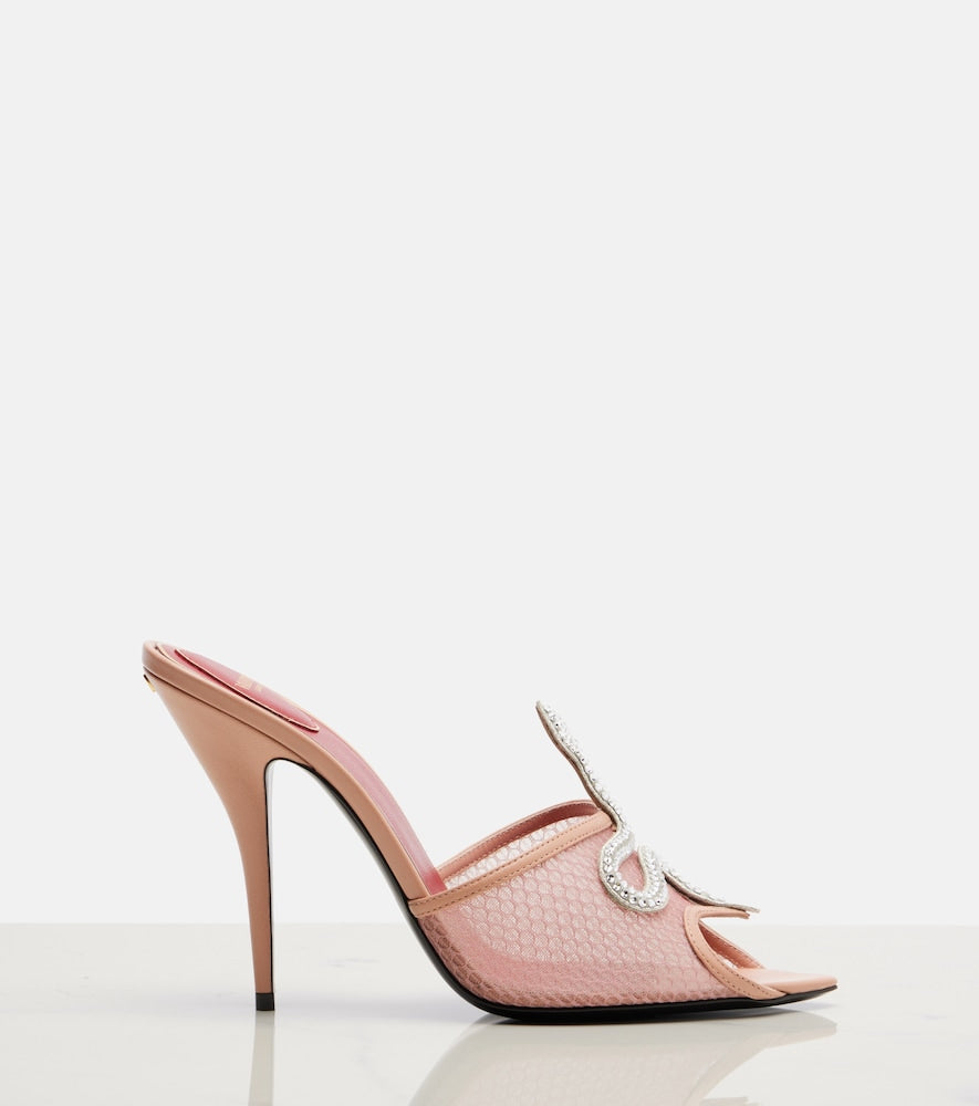 Valentino Garavani Coeur Vipa¨re embellished mesh mules
