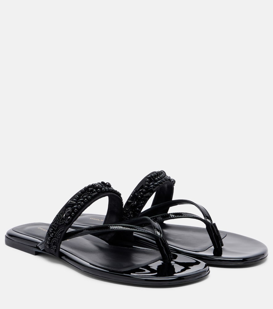 Dries Van Noten Embellished patent leather thong sandals