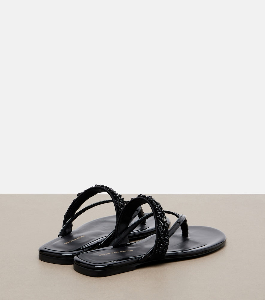 Dries Van Noten Embellished patent leather thong sandals