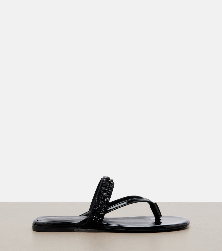 Dries Van Noten Embellished patent leather thong sandals