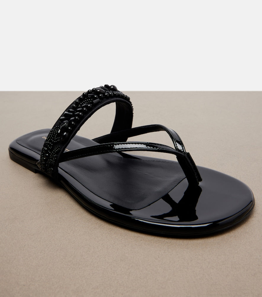 Dries Van Noten Embellished patent leather thong sandals