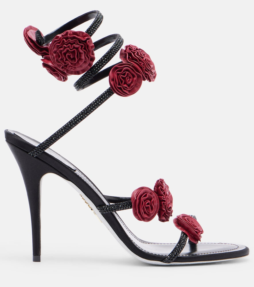 Rene Caovilla Cleo floral-applique satin sandals