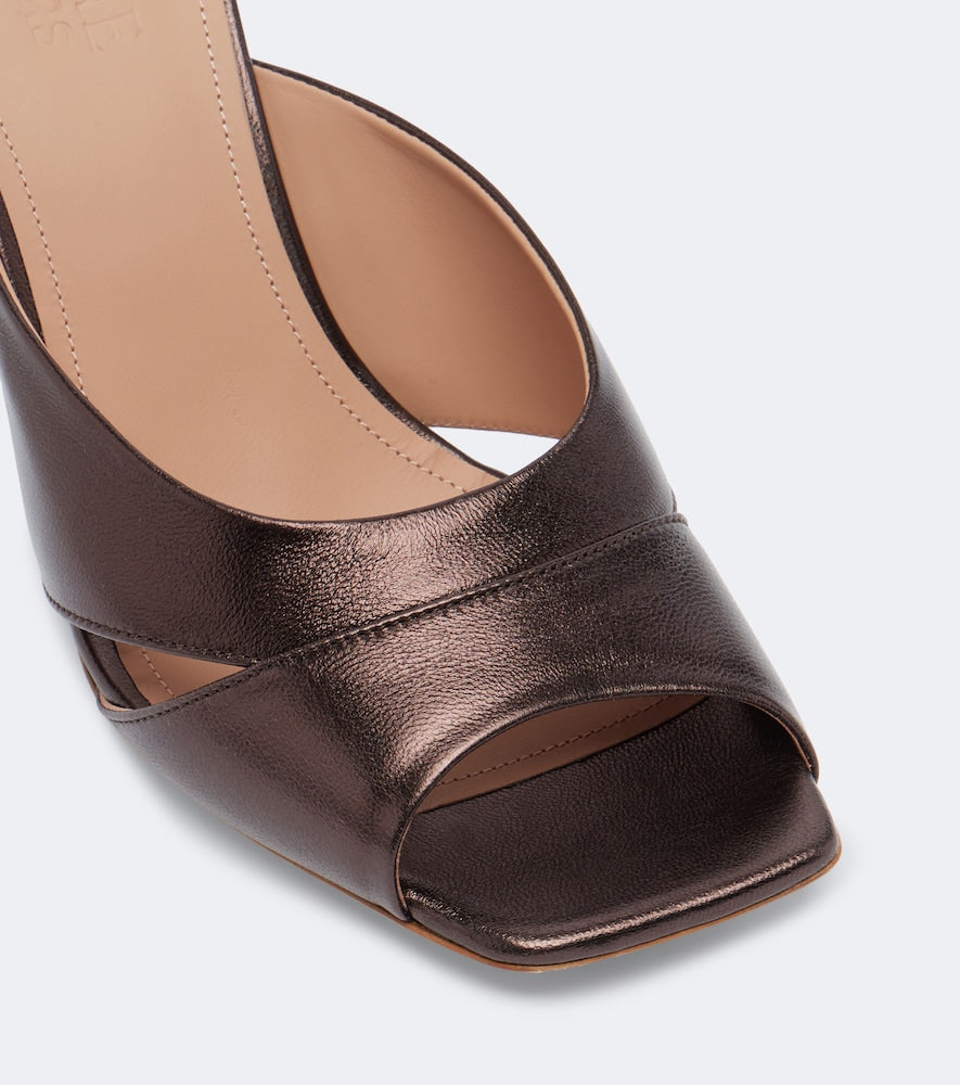 Malone Souliers Lourdes metallic leather wedge mules