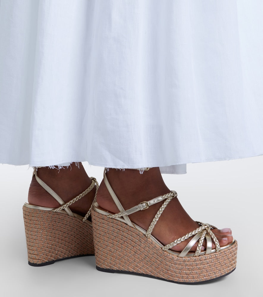 Jimmy Choo Nyra braided leather espadrille wedges