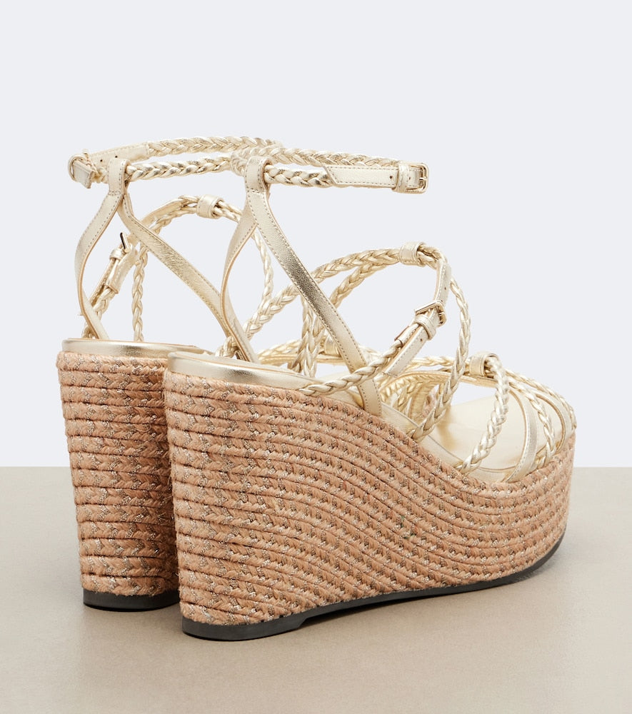 Jimmy Choo Nyra braided leather espadrille wedges