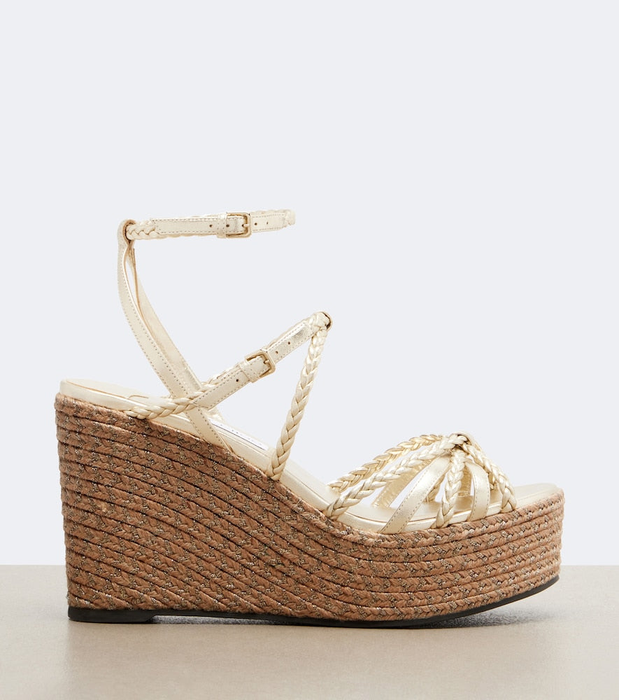 Jimmy Choo Nyra braided leather espadrille wedges