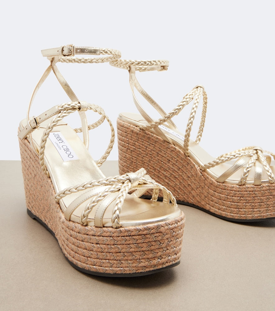 Jimmy Choo Nyra braided leather espadrille wedges
