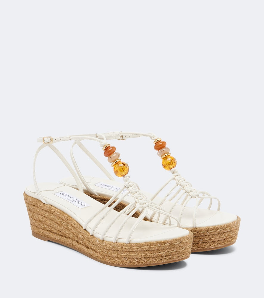 Jimmy Choo Lemi embellished leather wedge sandals