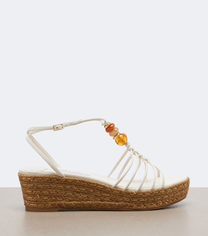 Jimmy Choo Lemi embellished leather wedge sandals