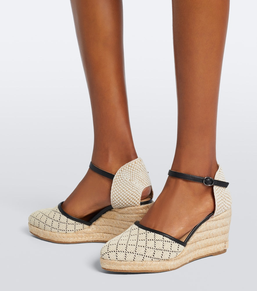 Manolo Blahnik Espadrahi raffia-effect espadrille wedges in Beige - High Espadrilles