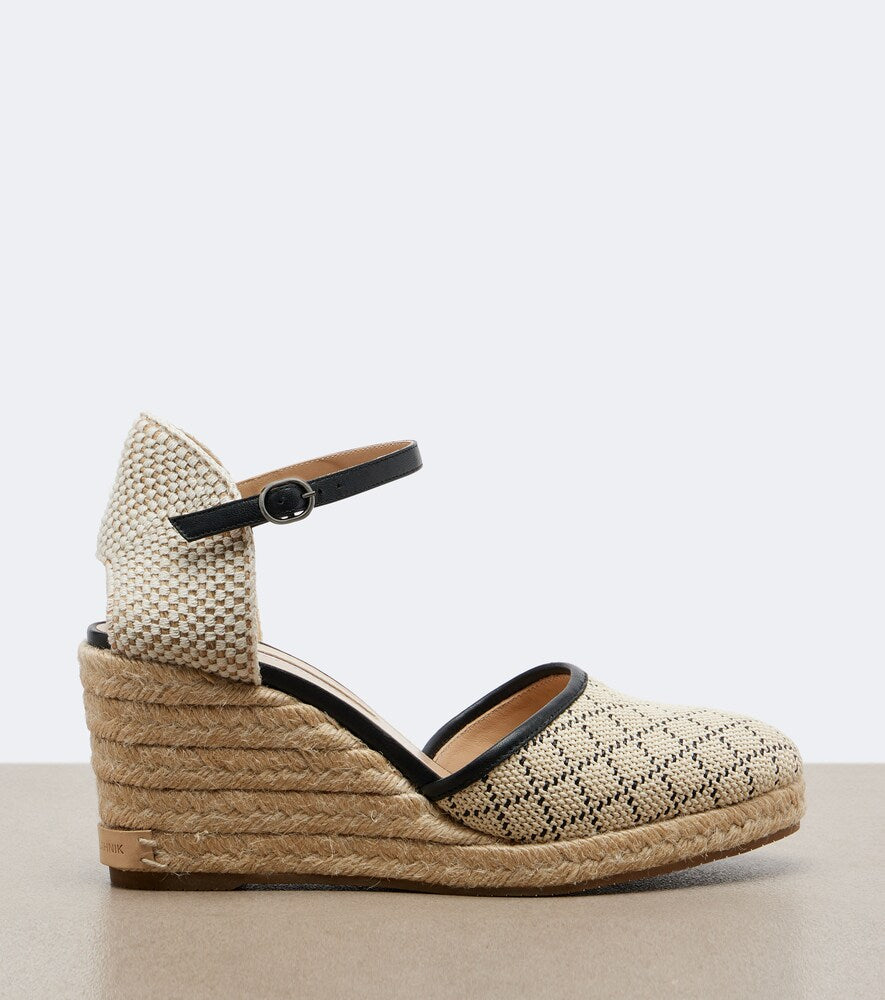 Manolo Blahnik Espadrahi raffia-effect espadrille wedges in Beige - High Espadrilles