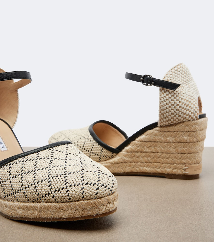 Manolo Blahnik Espadrahi raffia-effect espadrille wedges in Beige - High Espadrilles