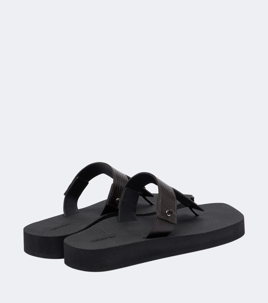 Christen Edge leather thong sandals in Brown - Flat Sandals
