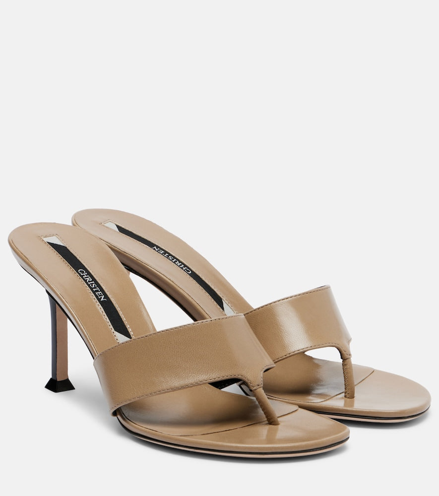 Beige Christen Helix leather thong sandals - Heeled Sandals