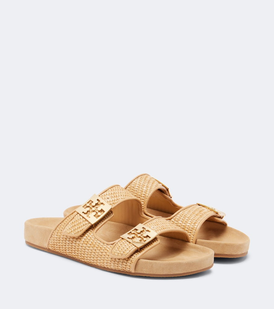 Tory Burch Mellow raffia-effect slides