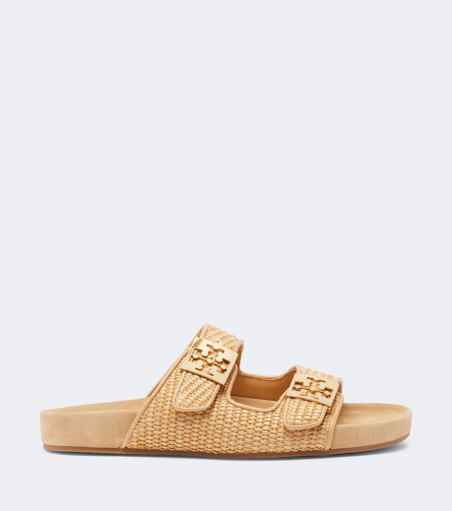 Tory Burch Mellow raffia-effect slides