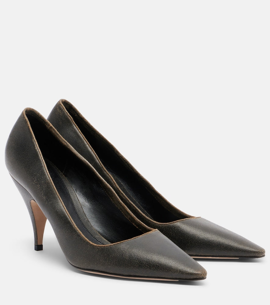 The Row Liisa Three leather pumps (Brown) - Mid Heel Pumps