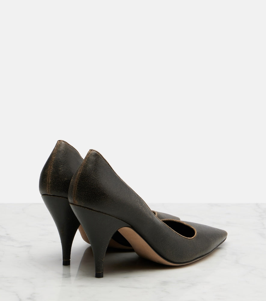 The Row Liisa Three leather pumps (Brown) - Mid Heel Pumps