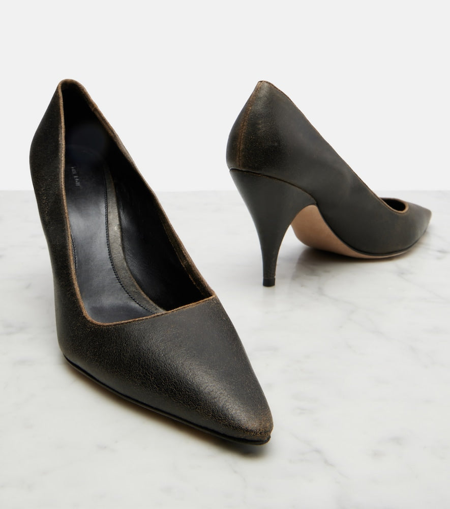 The Row Liisa Three leather pumps (Brown) - Mid Heel Pumps