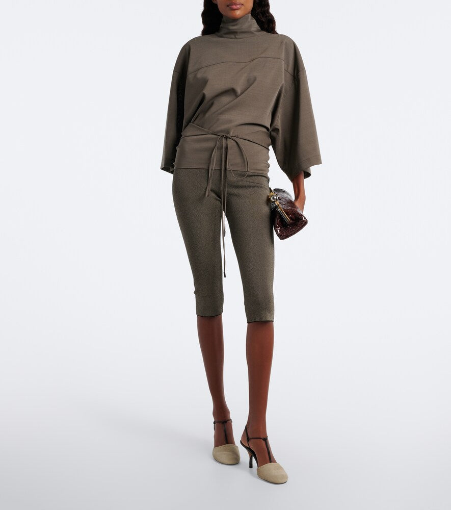 Jacquemus Pina leather-trimmed suede slingback pumps