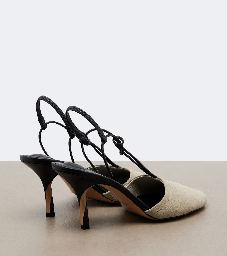 Jacquemus Pina leather-trimmed suede slingback pumps