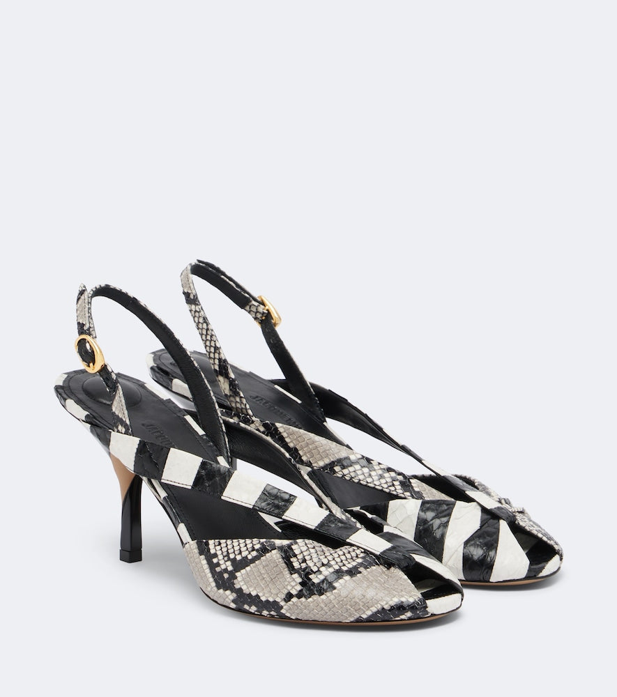 Jacquemus Poisson snake-effect leather slingbacks