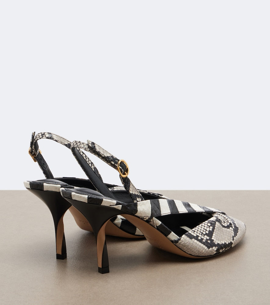 Jacquemus Poisson snake-effect leather slingbacks