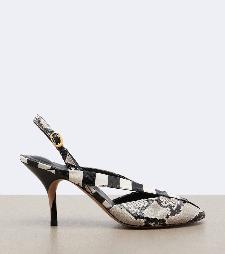 Jacquemus Poisson snake-effect leather slingbacks