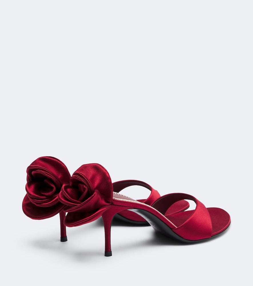 Magda Butrym Floral-applique satin thong sandals