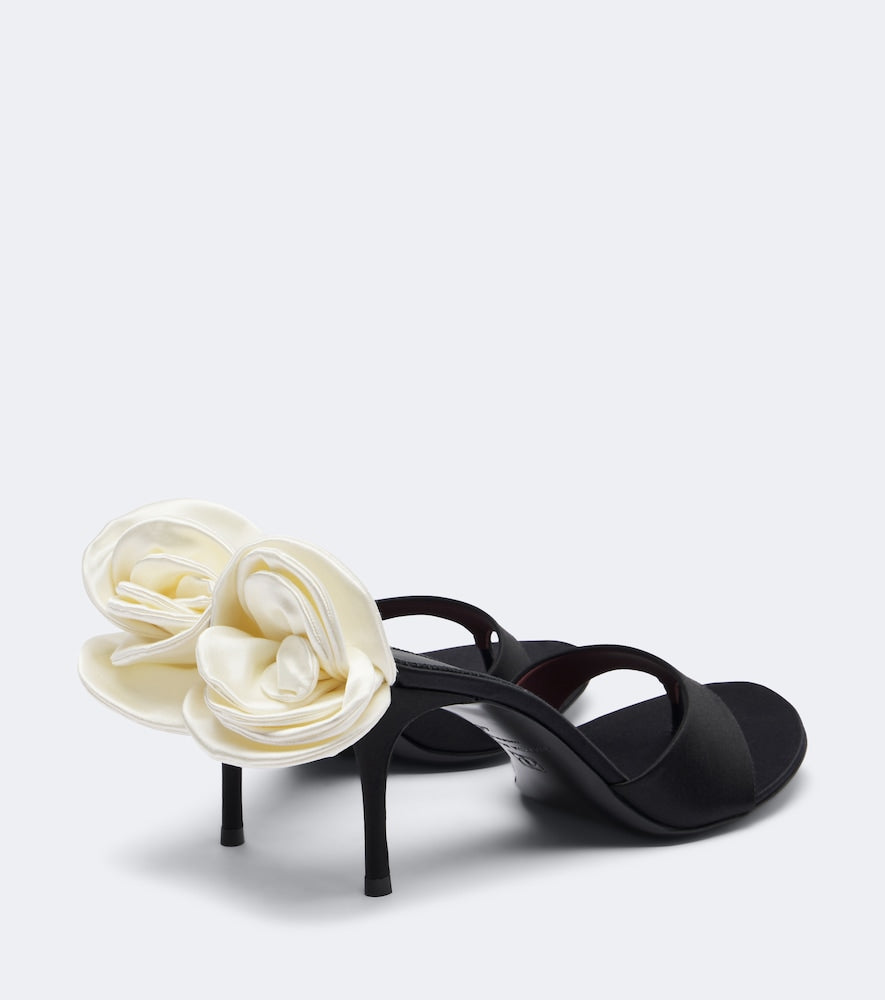 Magda Butrym Floral-applique satin thong sandals