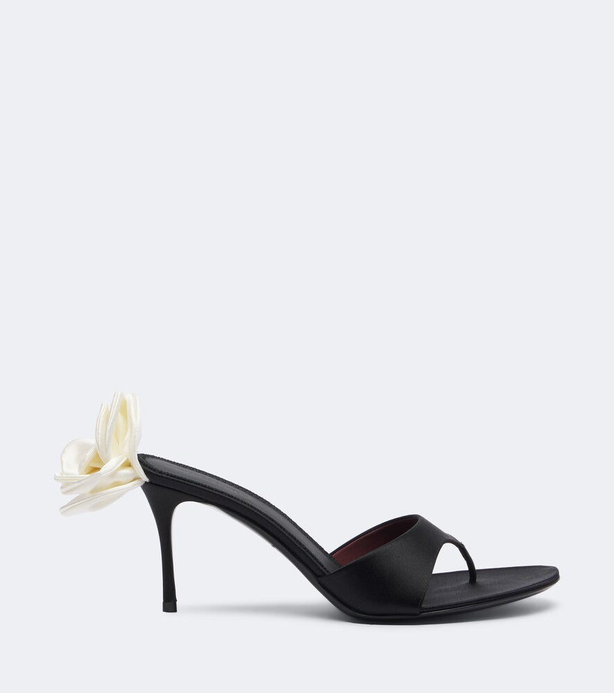 Magda Butrym Floral-applique satin thong sandals