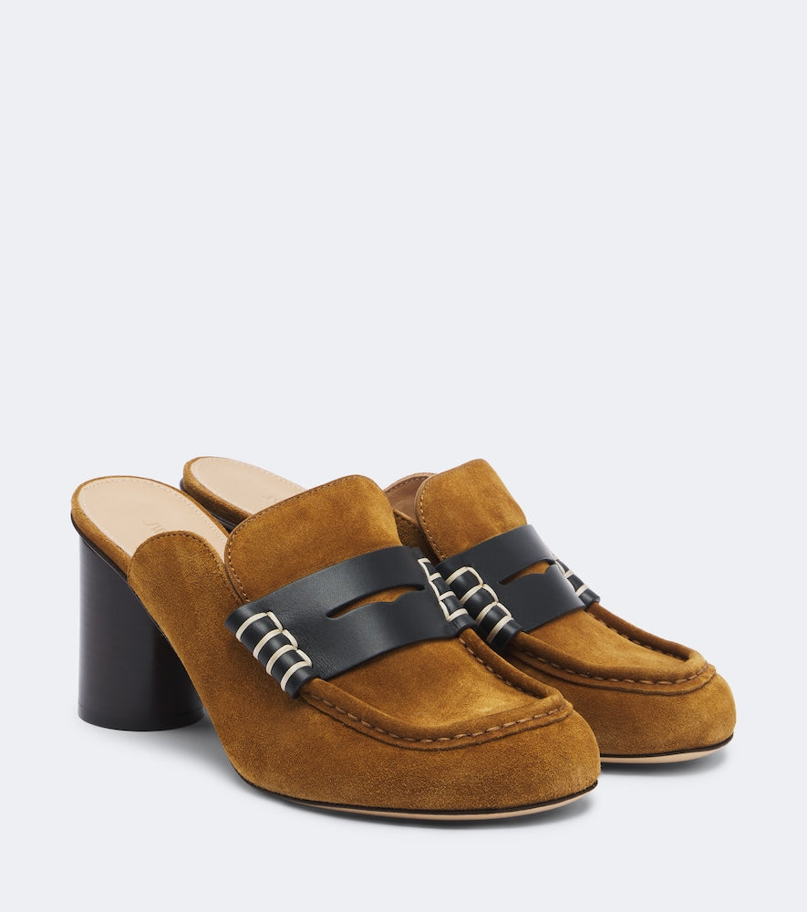 JW Anderson Leather-trimmed suede mules