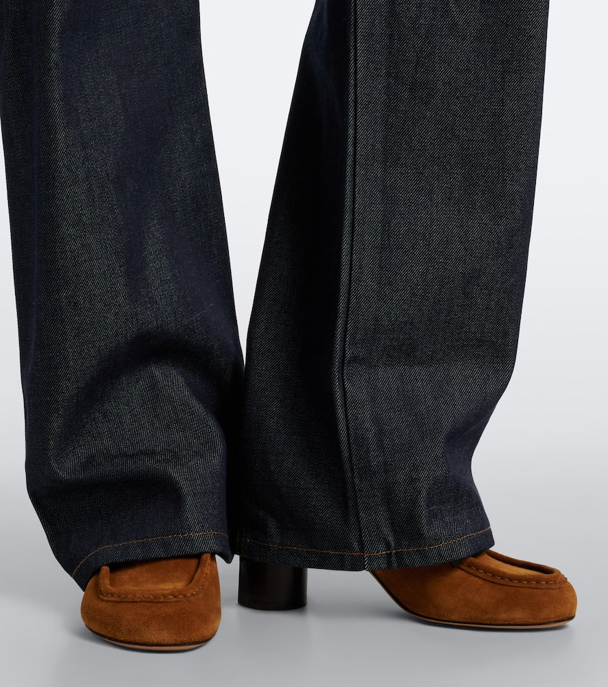 JW Anderson Leather-trimmed suede mules