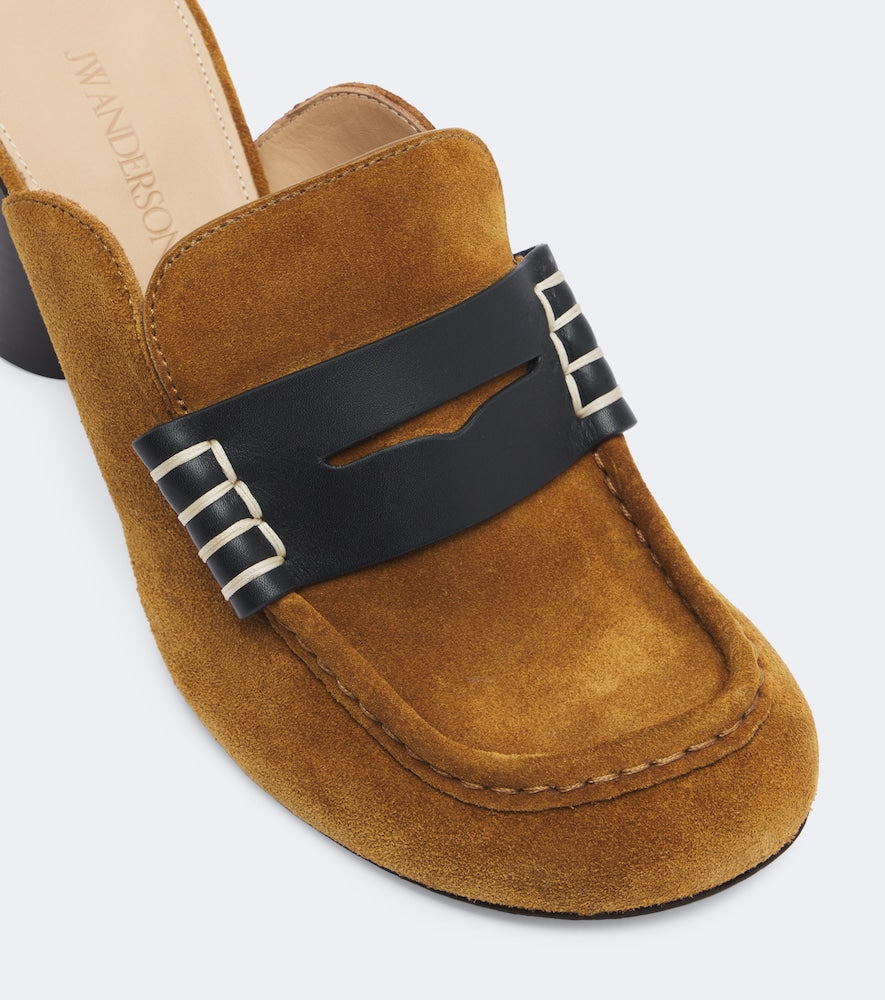 JW Anderson Leather-trimmed suede mules