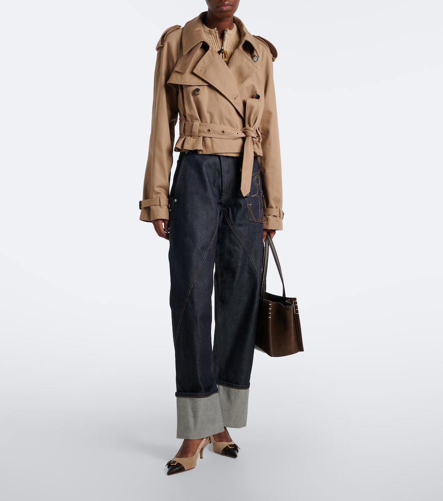 JW Anderson Leather-trimmed suede slingback pumps