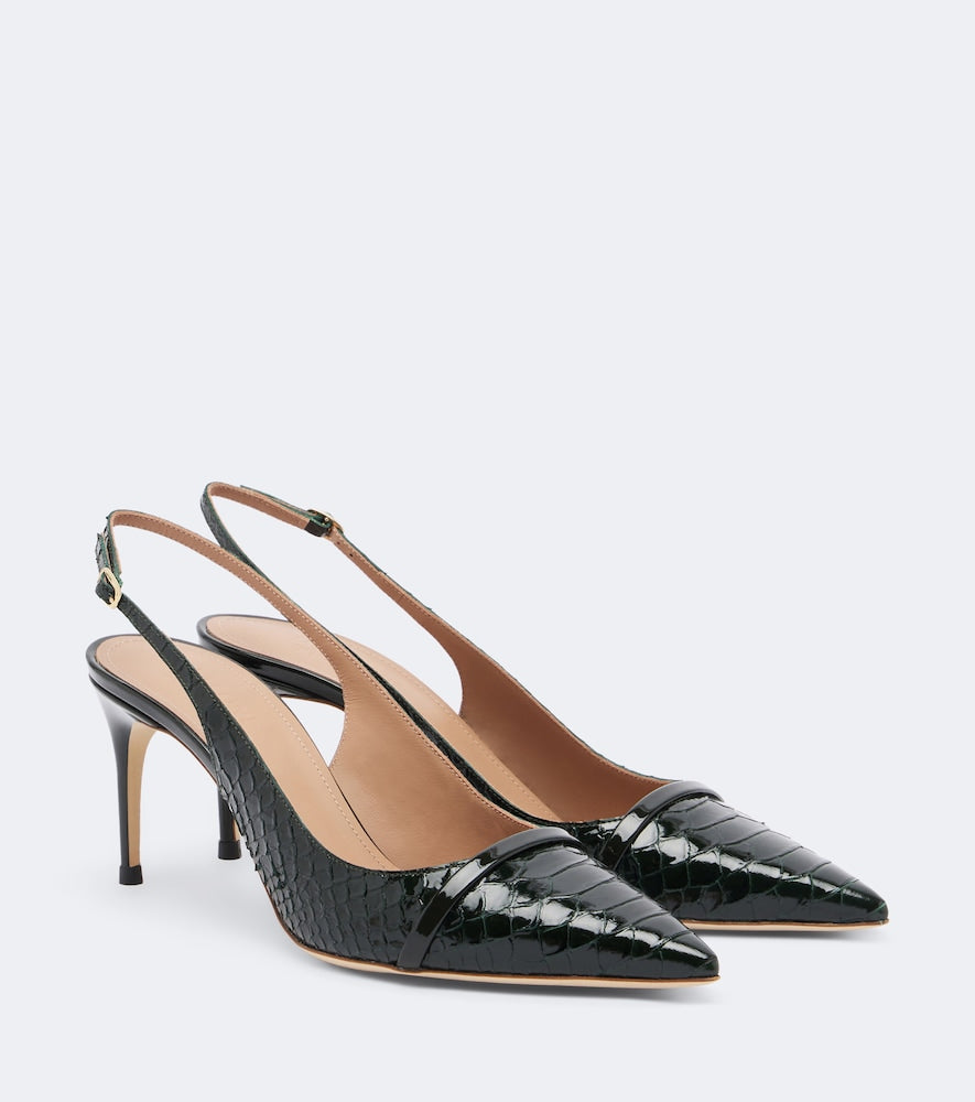 Malone Souliers Schiffer patent leather slingback pumps