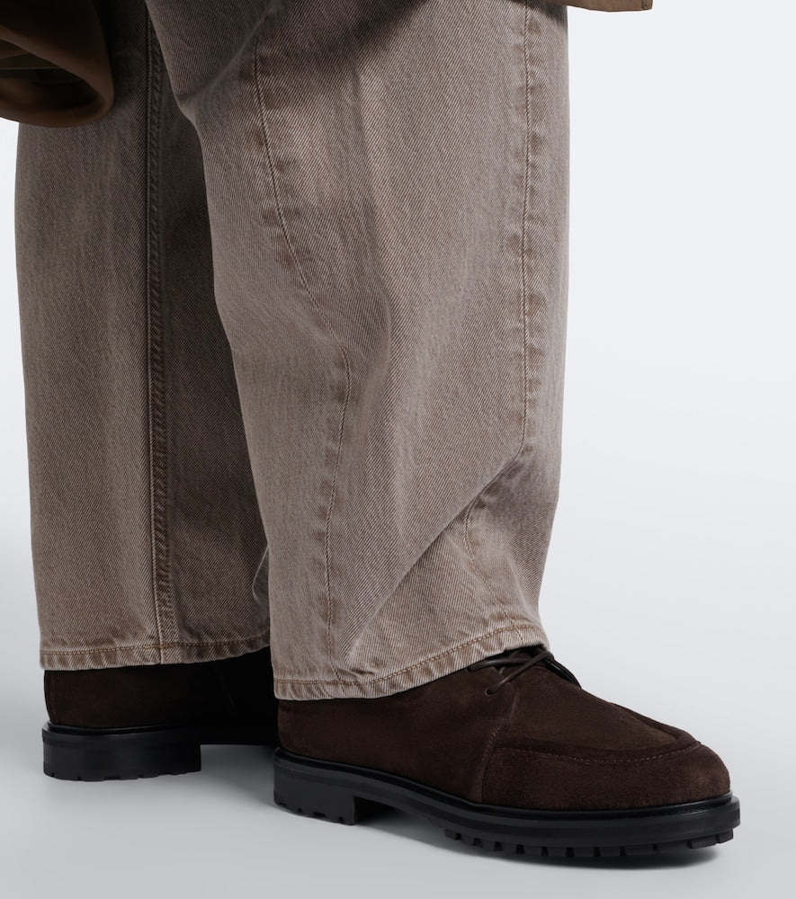 Aeyde Tate suede lace-up boots - Brown Flat Boots