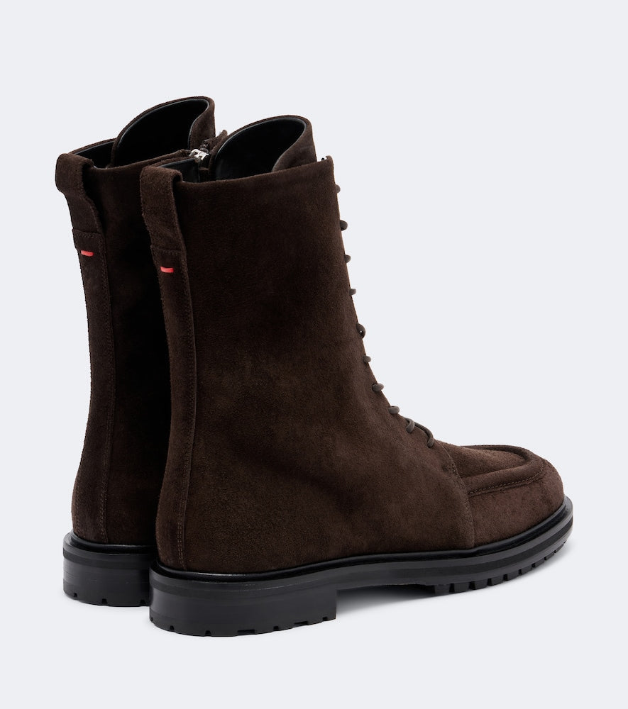 Aeyde Tate suede lace-up boots - Brown Flat Boots