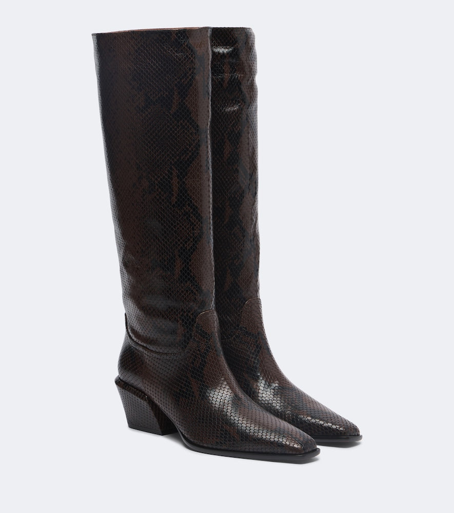 Paris Texas Bettina snake-effect leather knee-high boots