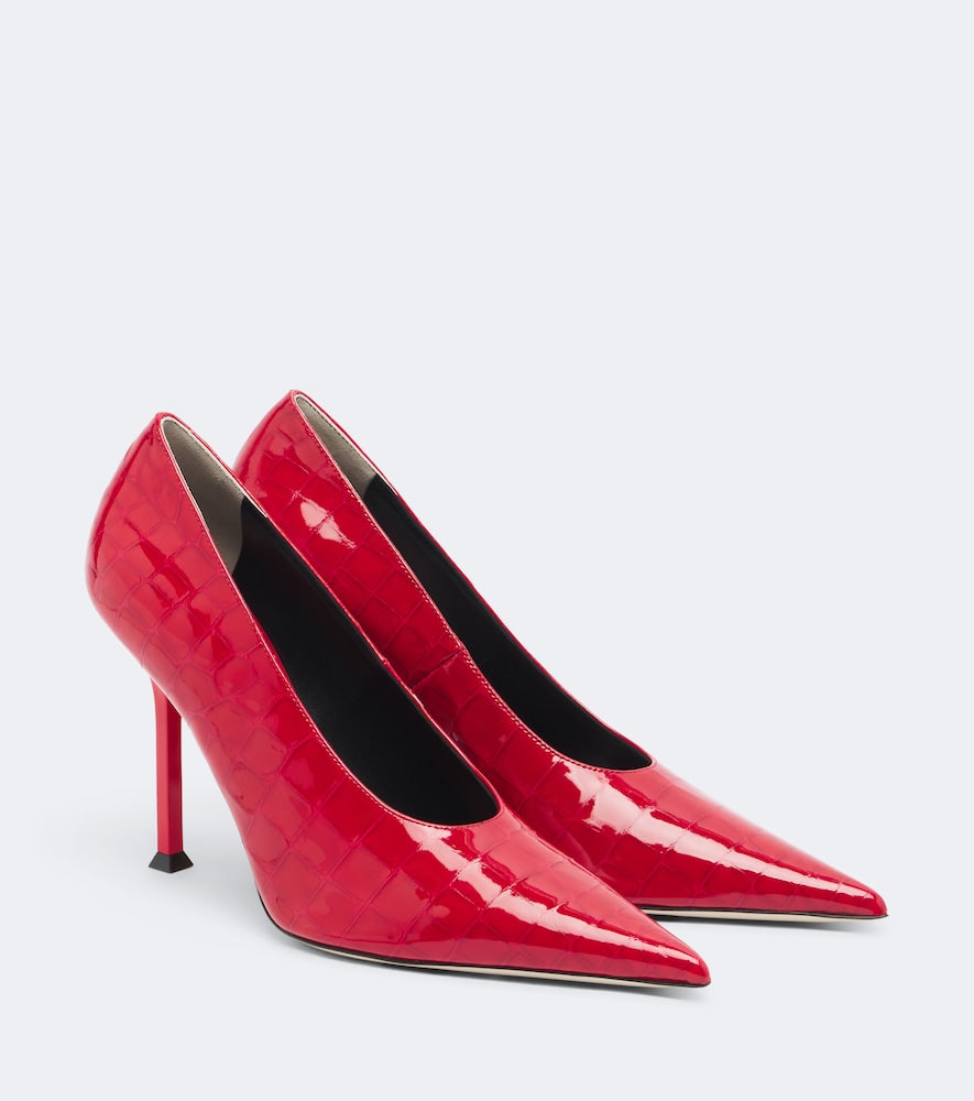 Christen Helix croc-effect patent leather pumps - Red High-Heel Pumps